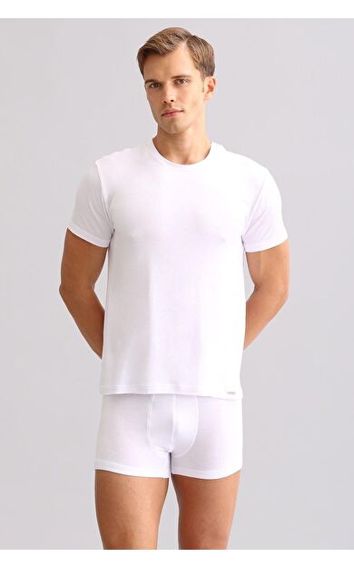 Mısırlı BAMBU ZEUS LUXURY Regular Fit Bisiklet Yaka Fanila / T-Shirt Beyaz