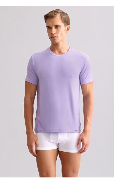 Mısırlı BAMBU ZEUS LUXURY Regular Fit Bisiklet Yaka Fanila / T-Shirt Mor