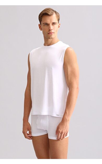 Mısırlı BAMBU ZEUS LUXURY Regular Fit Bisiklet Yaka Sporcu Atlet / T-Shirt Beyaz