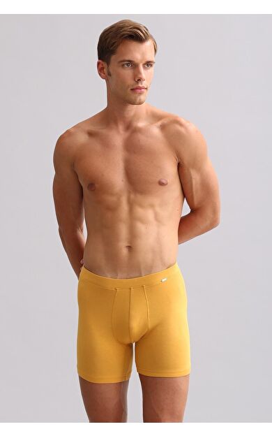 Mısırlı BAMBU ZEUS LUXURY Regular Fit Metal Armalı Long Boxer Hardal