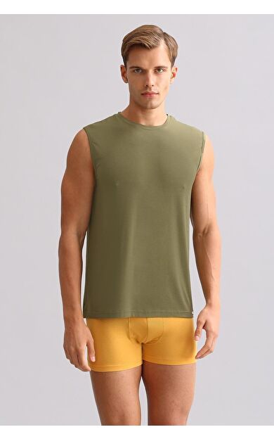 Mısırlı BAMBU ZEUS LUXURY Regular Fit Bisiklet Yaka Sporcu Atlet / T-Shirt Haki Zeytin