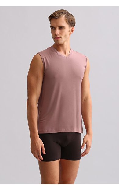 Mısırlı BAMBU ZEUS LUXURY Regular Fit V Yaka Sporcu Atlet / T-Shirt Lavender