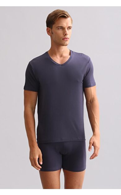 Mısırlı BAMBU ZEUS LUXURY Regular Fit V Yaka Fanila / T-Shirt Antrasit