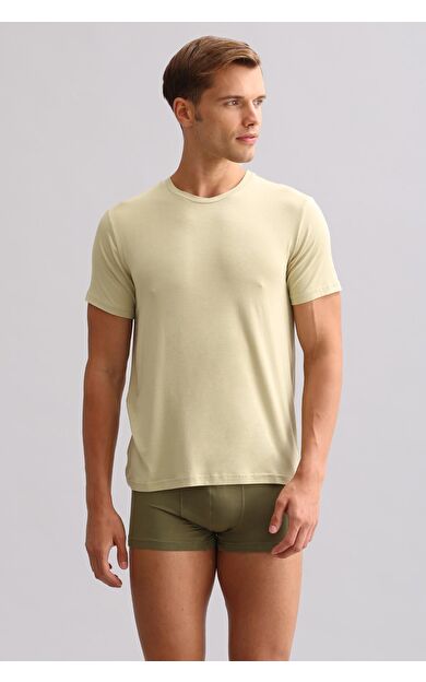 Mısırlı BAMBU ZEUS LUXURY Regular Fit Bisiklet Yaka Fanila / T-Shirt Haki Ada