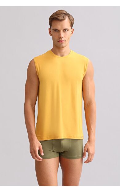 Mısırlı BAMBU ZEUS LUXURY Regular Fit Bisiklet Yaka Sporcu Atlet / T-Shirt Hardal