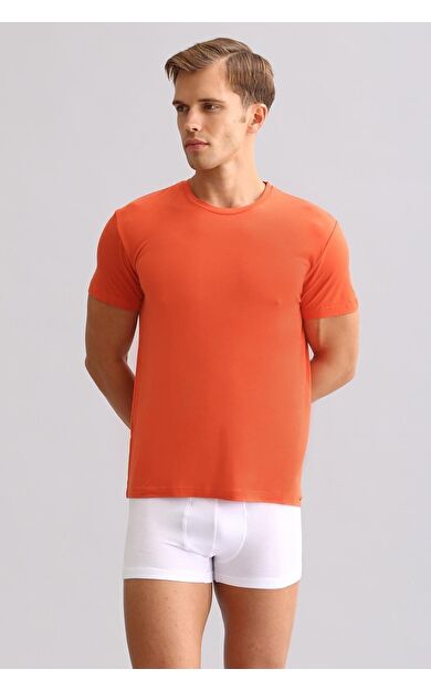 Mısırlı BAMBU ZEUS LUXURY Regular Fit Bisiklet Yaka Fanila / T-Shirt Pas Kırmızı