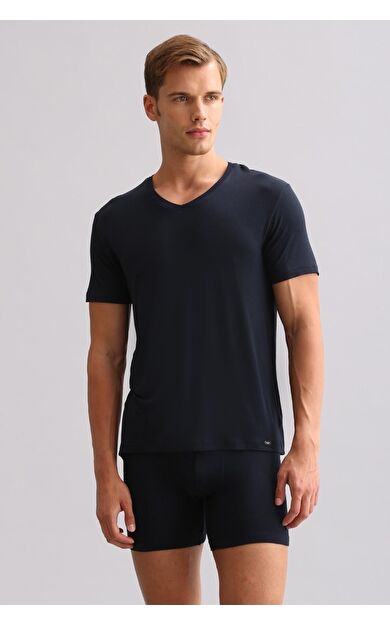 Mısırlı BAMBU ZEUS LUXURY Regular Fit V Yaka Fanila / T-Shirt Lacivert