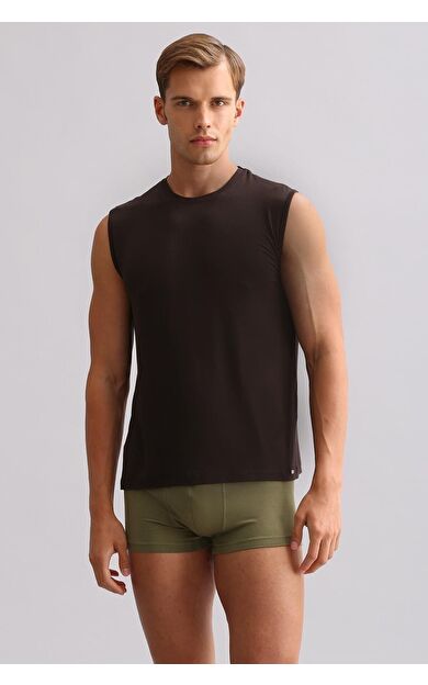 Mısırlı BAMBU ZEUS LUXURY Regular Fit Bisiklet Yaka Sporcu Atlet / T-Shirt Kahverengi