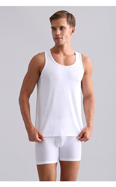 Mısırlı BAMBU ZEUS Regular Fit Basic Atlet / T-Shirt Beyaz
