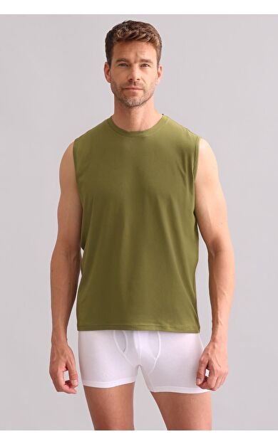 Mısırlı BAMBU ZEUS Regular Fit Bisiklet Yaka Sporcu Atlet / T-Shirt Haki Yeşil