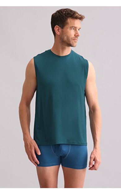 Mısırlı BAMBU ZEUS Regular Fit Bisiklet Yaka Sporcu Atlet / T-Shirt Fit Green