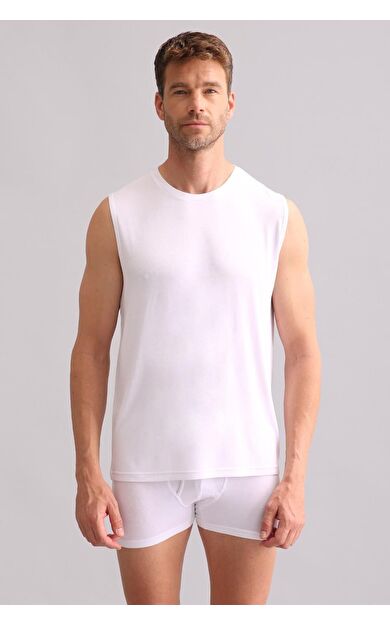 Mısırlı BAMBU ZEUS Regular Fit Bisiklet Yaka Sporcu Atlet / T-Shirt Beyaz