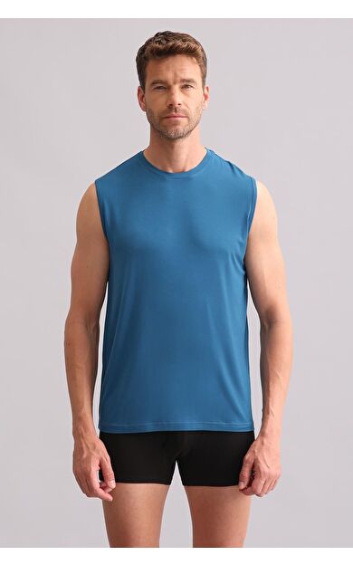 Mısırlı BAMBU ZEUS Regular Fit Bisiklet Yaka Sporcu Atlet / T-Shirt Petrol Mavisi