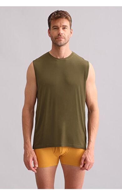 Mısırlı BAMBU ZEUS Regular Fit Bisiklet Yaka Sporcu Atlet / T-Shirt Koyu Haki