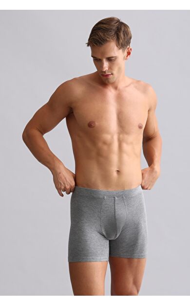 Mısırlı BAMBU ZEUS Regular Fit Long Boxer Gri Melanj