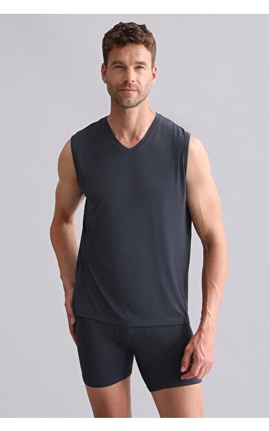 Mısırlı BAMBU ZEUS Regular Fit V Yaka Sporcu Atlet / T-Shirt Antrasit