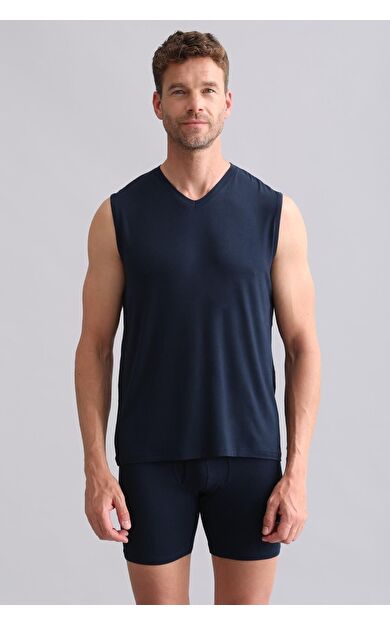 Mısırlı BAMBU ZEUS Regular Fit V Yaka Sporcu Atlet / T-Shirt Lacivert