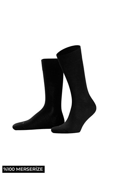 Mısırlı Erkek %100 Merserize Pamuk Ergonomik Tekli Süper İnce Soket Çorap Siyah