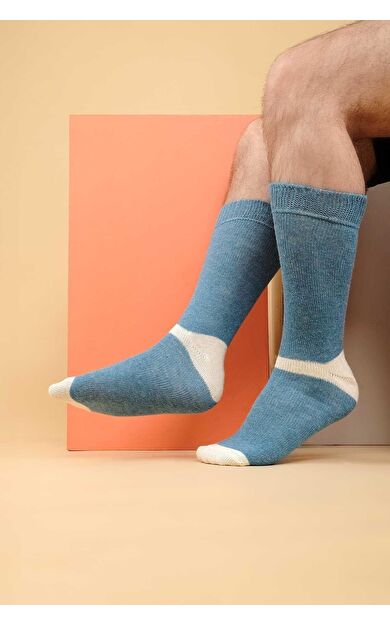 Mısırlı Erkek Alpaka Yünü Tekli Soket Çorap Turkuaz