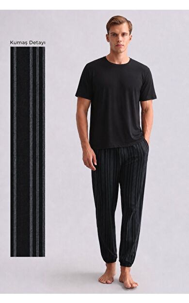 Mısırlı Erkek Bambu Jogger Pantolon Siyah