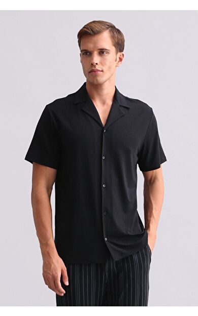 Mısırlı Erkek Bambu Kısa Kollu Gömlek Siyah