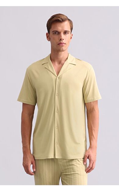 Mısırlı Erkek Bambu Kısa Kollu Gömlek Adaçayı Yeşili