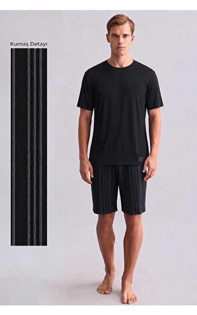 Mısırlı Erkek Bambu Pijama Şort Siyah