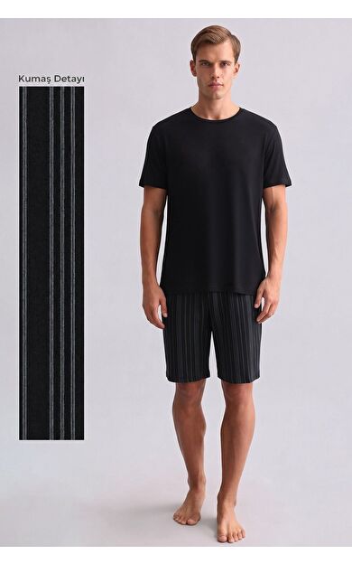 Mısırlı Erkek Bambu Pijama Şort Siyah