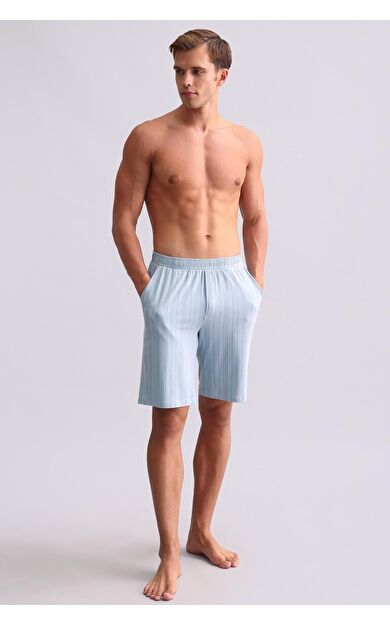 Mısırlı Erkek Bambu Pijama Şort Mavi