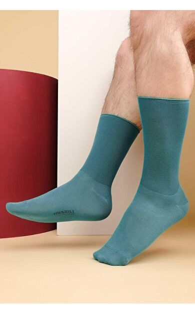 Erkek Bambu Tekli Diabetiker Lastiksiz Soket Çorap Pastel Mavi