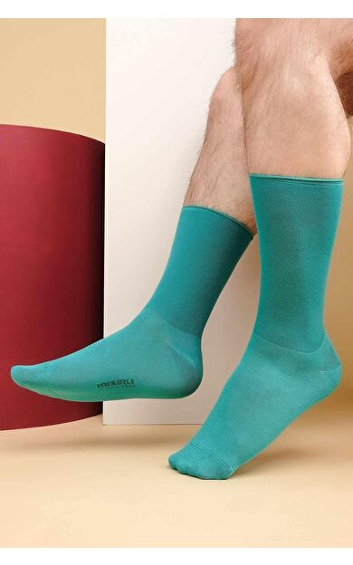 Erkek Bambu Tekli Diabetiker Lastiksiz Soket Çorap Mavi