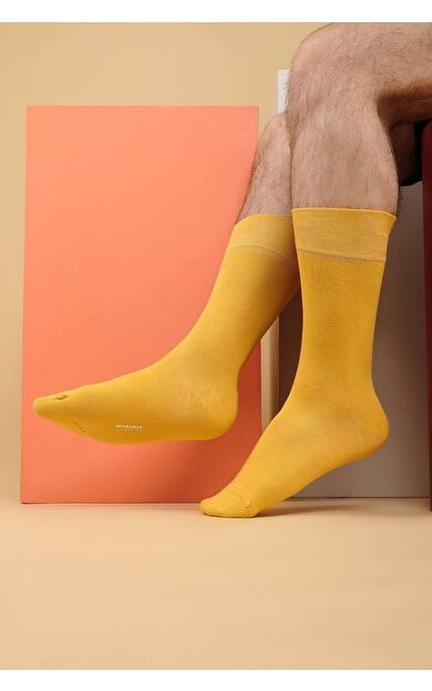 Mısırlı Erkek Bambu Tekli Soket Çorap Sarı