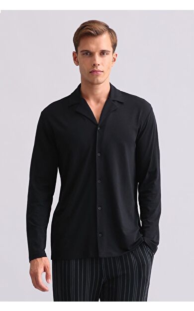 Mısırlı Erkek Bambu Uzun Kollu Gömlek Siyah