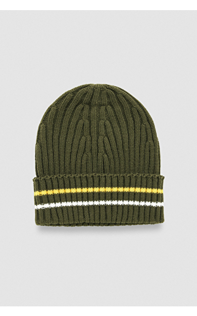 Mısırlı Erkek Çizgili Bere - Jess Haki Yeşil