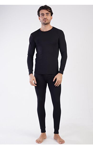 Mısırlı Erkek Comfort Uzun Kollu Termal Alt Üst İçlik Siyah