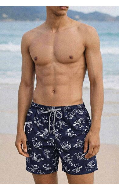Mısırlı Erkek Desenli Deniz Şort Marin