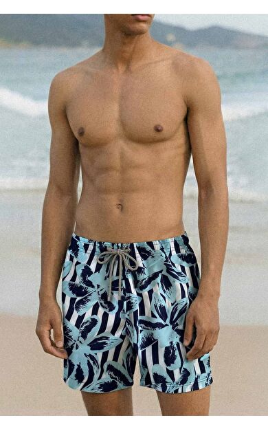 Mısırlı Erkek Desenli Deniz Şort Mavi