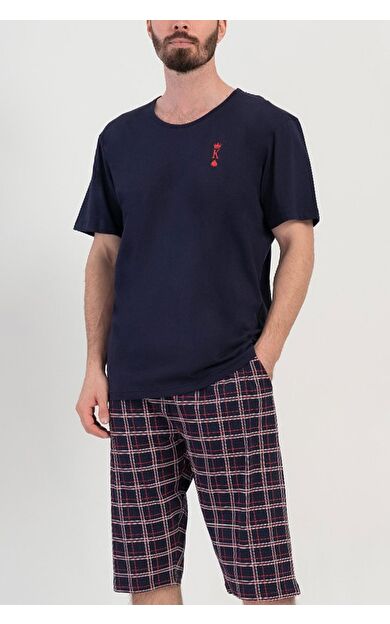 Mısırlı Erkek Kısa Kollu Kapri Takım Lacivert