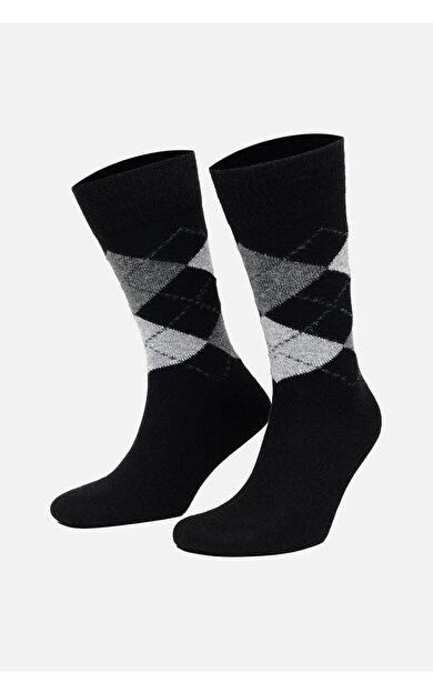 Mısırlı Erkek Koyun Yünü Tekli Soket Çorap Siyah