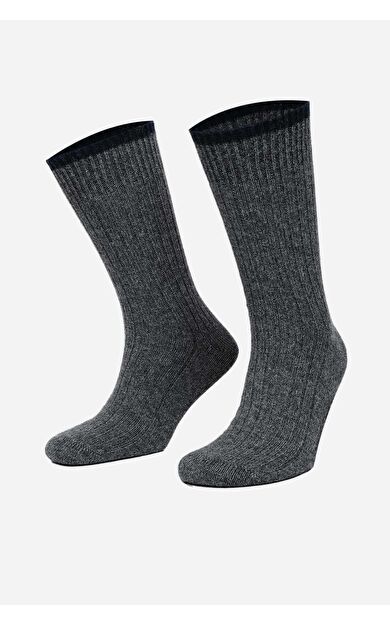 Mısırlı Erkek Kuzu Yünü (Lambswool) Tekli Soket Çorap Füme