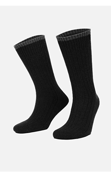 Mısırlı Erkek Kuzu Yünü (Lambswool) Tekli Soket Çorap Siyah