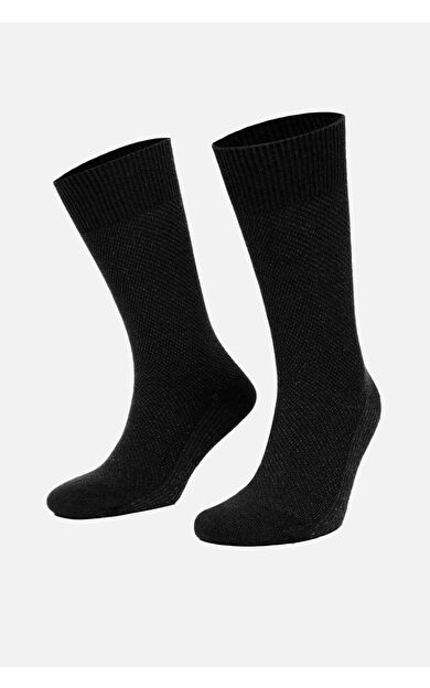 Mısırlı Erkek Kuzu Yünü (Lambswool) Tekli Soket Çorap Siyah