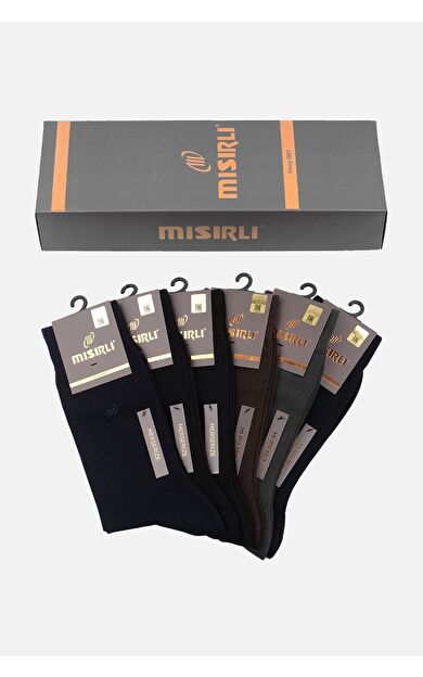 Mısırlı Erkek Merserize Kutulu 6 Çift NAKIŞLI Süper İnce Soket Çorap Çok Renkli