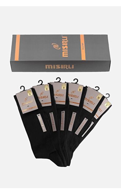Mısırlı Erkek Merserize Kutulu 6 Çift Uzun Çorap Siyah