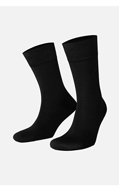 Mısırlı Erkek Merserize Tekli Nakışlı Süper İnce Soket Çorap Siyah