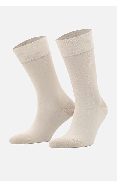 Mısırlı Erkek Merserize Tekli Nakışlı Süper İnce Soket Çorap Bej