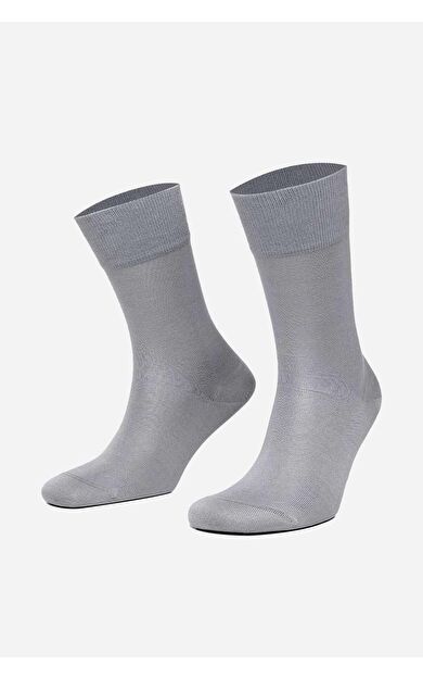 Mısırlı Erkek Merserize Tekli Süper İnce Soket Çorap Açık Gri