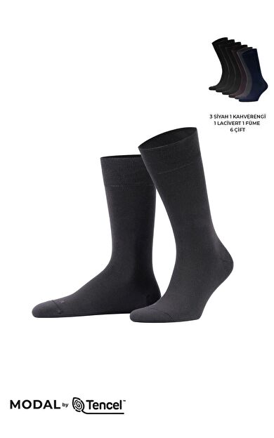 Mısırlı Erkek Modal Ergonomik Kutulu 6 Çift Soket Çorap Çok Renkli