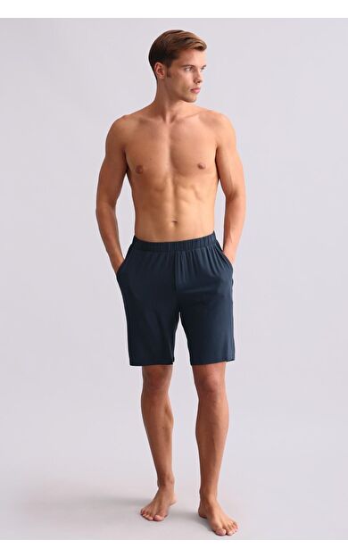 Erkek Modal Şort Pijama Gece Mavisi