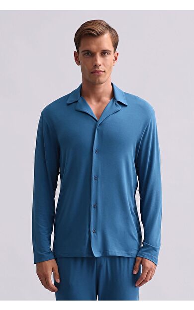 Mısırlı Erkek Modal Uzun Kollu Gömlek Koyu Lacivert